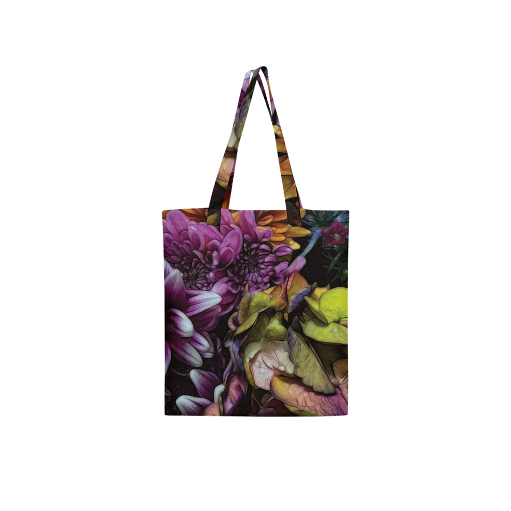 October Flowers 6 Large City Tote Bag Lined with Inside Pocket – Linen Like Fabric
