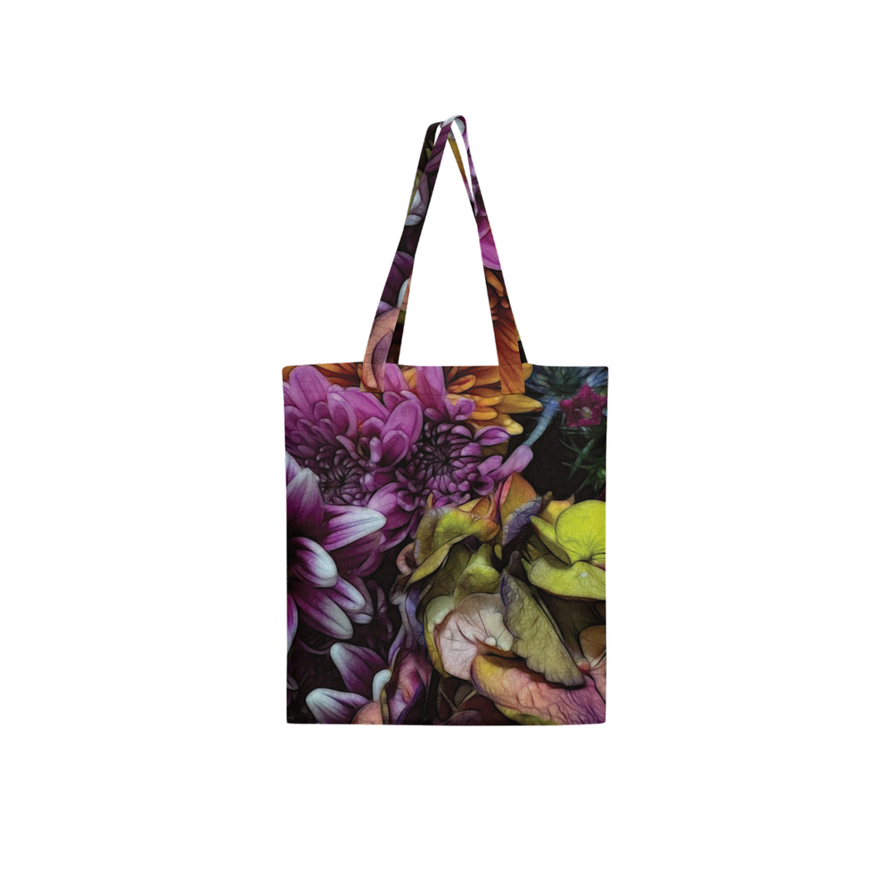 October Flowers 6 Large City Tote Bag Lined with Inside Pocket – Linen Like Fabric