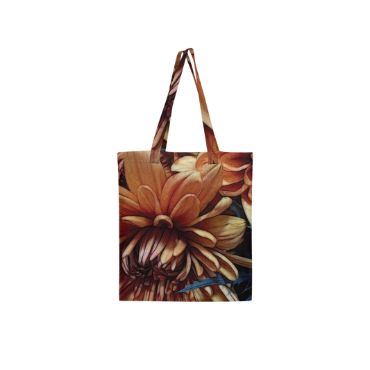 October Flowers 8 Large City Tote Bag Lined with Inside Pocket – Linen Like Fabric