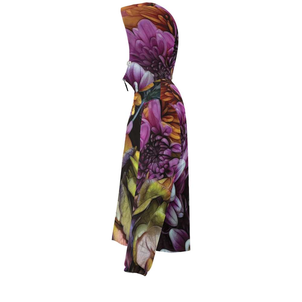 October Flowers 6 Unisex Lightweight Hooded Windbreaker- Water Resistant