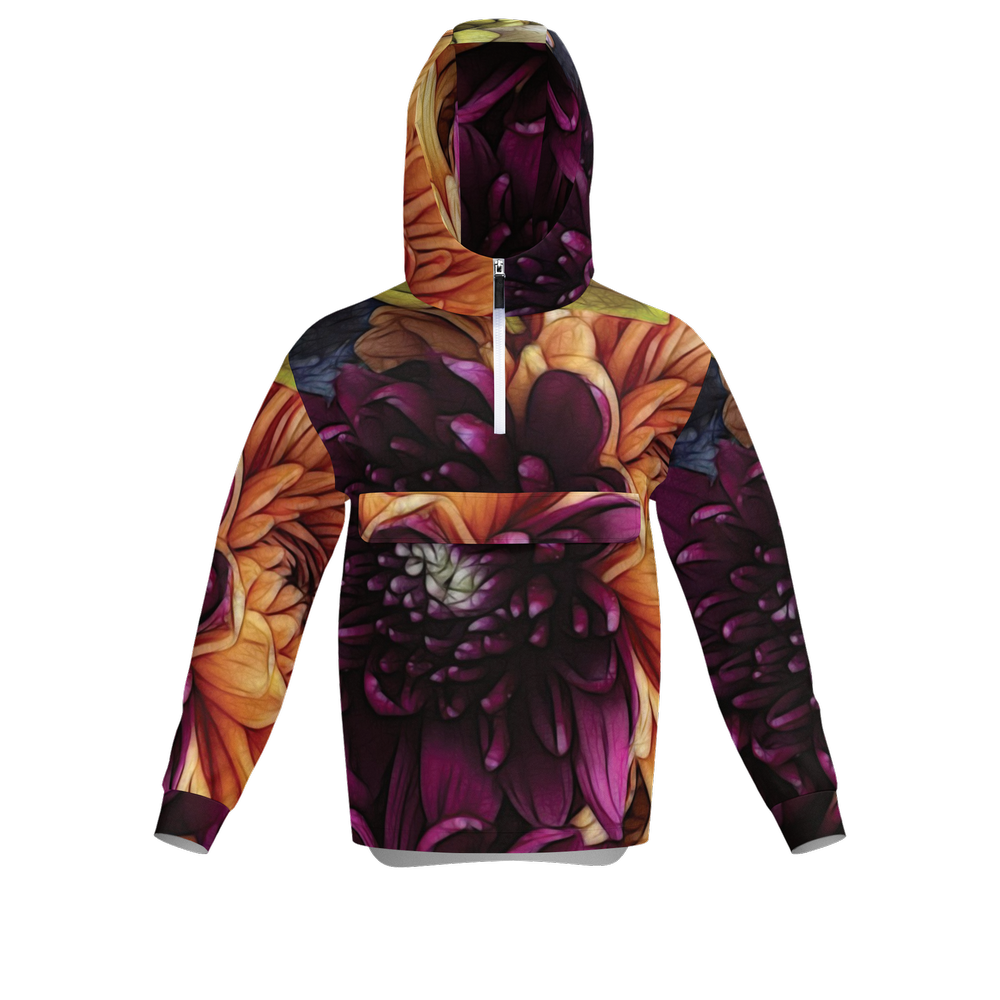 October Flowers 9 Unisex Fleece-Lined Quarter Zip Pocket Hoodie