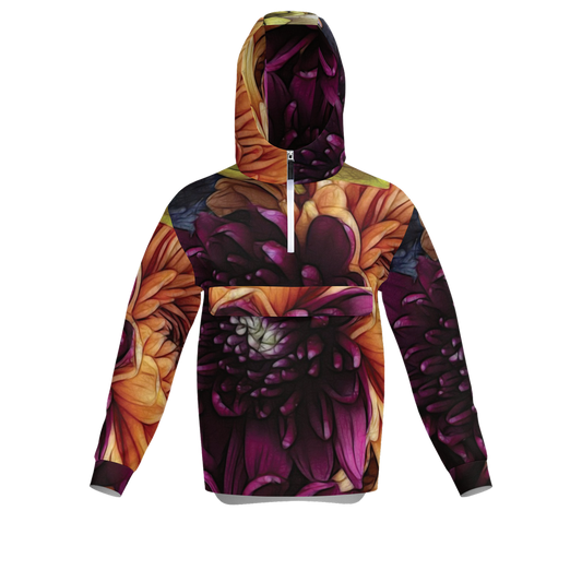 October Flowers 9 Unisex Fleece-Lined Quarter Zip Pocket Hoodie