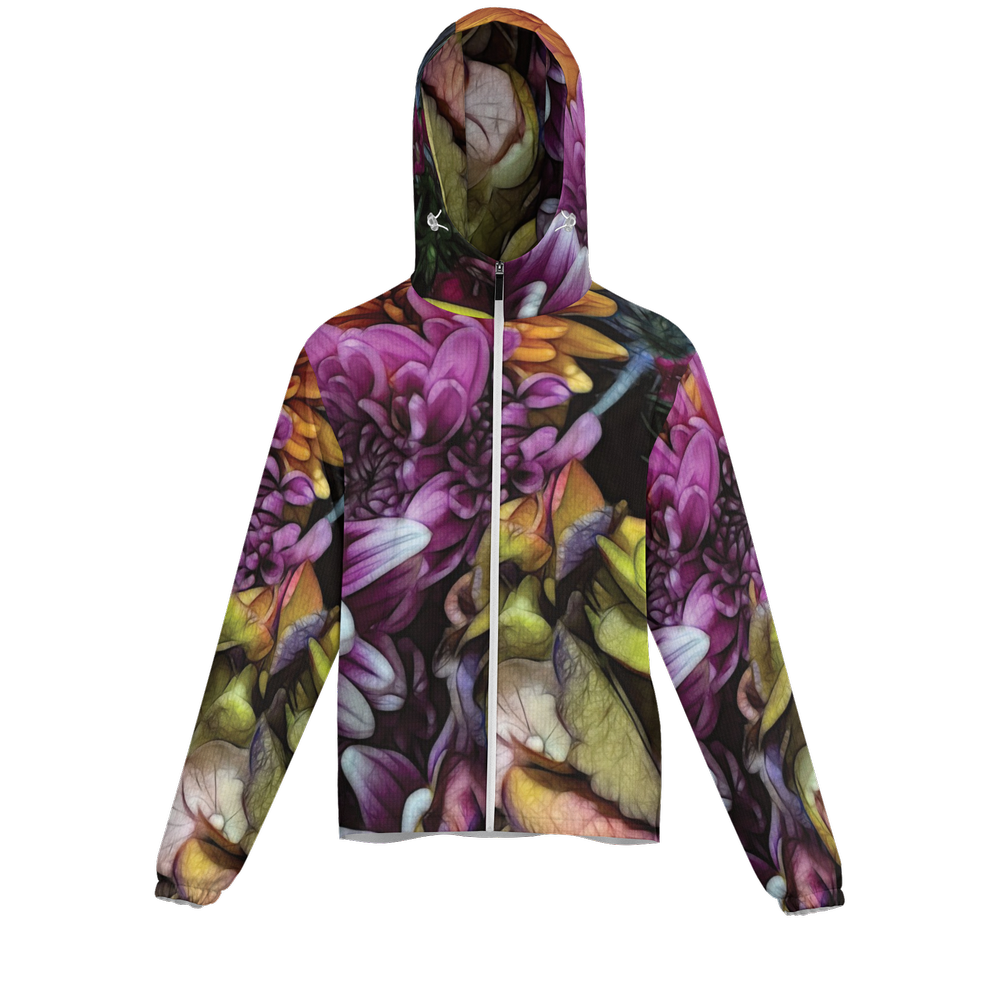 October Flowers 6 Unisex Lightweight Hooded Windbreaker- Water Resistant