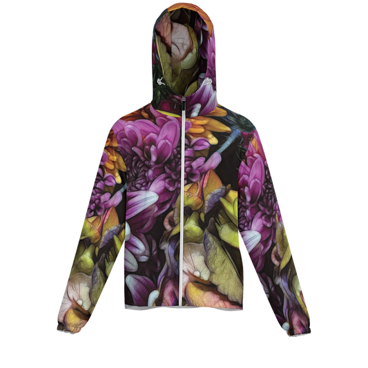 October Flowers 6 Unisex Lightweight Hooded Windbreaker- Water Resistant