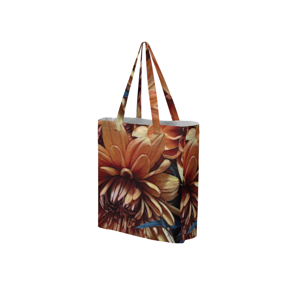 October Flowers 8 Large City Tote Bag Lined with Inside Pocket – Linen Like Fabric