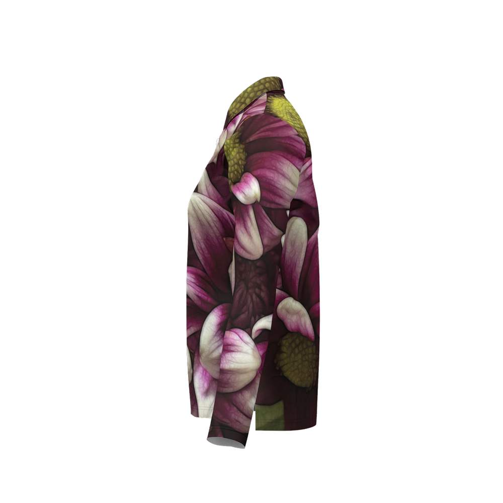 October Flowers 7 Women's Classic Fit Long-Sleeve Polo Shirt-Cotton Feel 200g