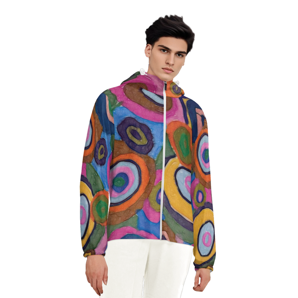 Warm Autumn Bubbles Unisex Lightweight Hooded Windbreaker- Water Resistant