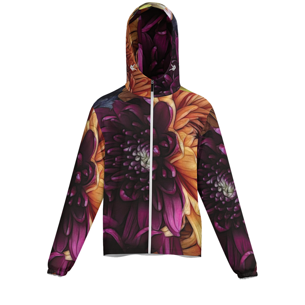 October Flowers 9 Unisex Lightweight Hooded Windbreaker- Water Resistant