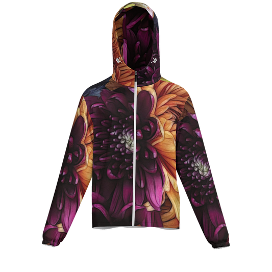 October Flowers 9 Unisex Lightweight Hooded Windbreaker- Water Resistant