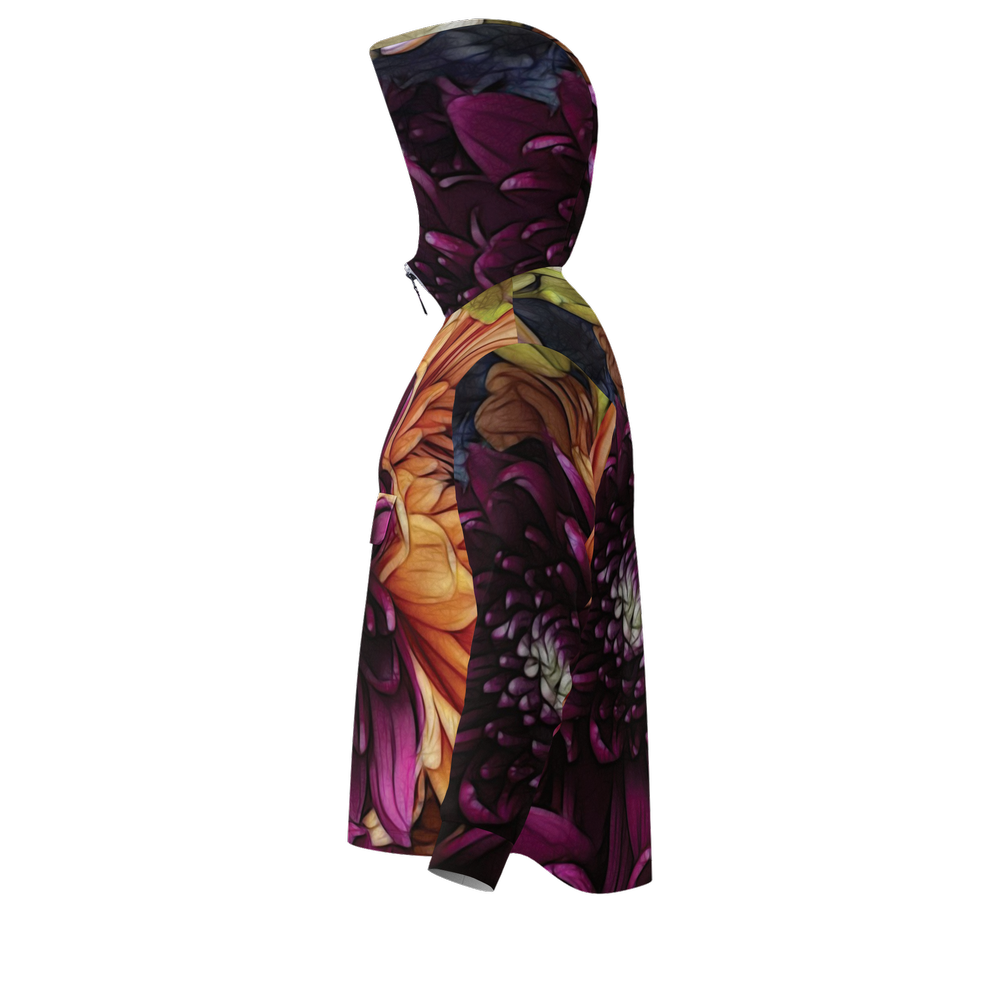 October Flowers 9 Unisex Fleece-Lined Quarter Zip Pocket Hoodie