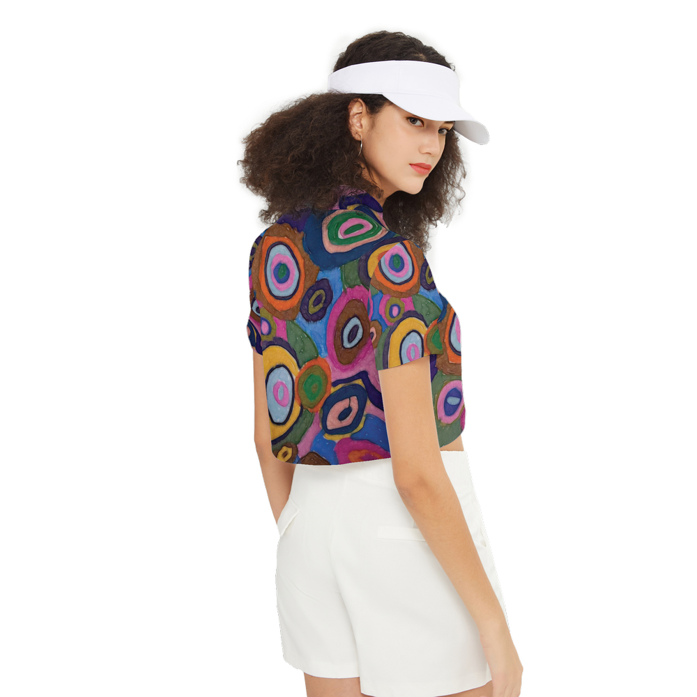 Warm Autumn Bubbles Women's Short-Sleeve Crop Polo Shirt-Heavyweight 225g