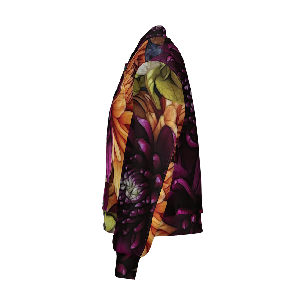 October Flowers 9 Women's Double Layered Bomber Sports Jacket-Techno Scuba Knit