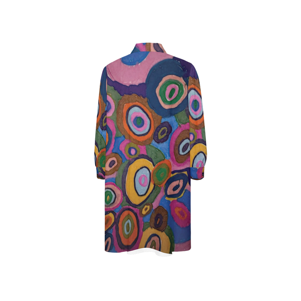 Warm Autumn Bubbles Women's High-Low Long-Sleeve Hem Shirt Silky-like Elegance