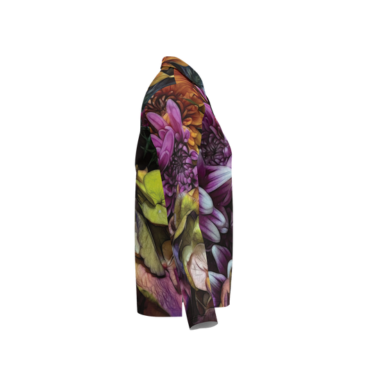 October Flowers 6 Women's Classic Fit Long-Sleeve Polo Shirt-Cotton Feel 200g