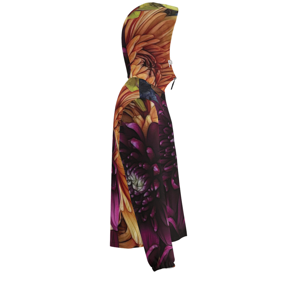 October Flowers 9 Unisex Lightweight Hooded Windbreaker- Water Resistant