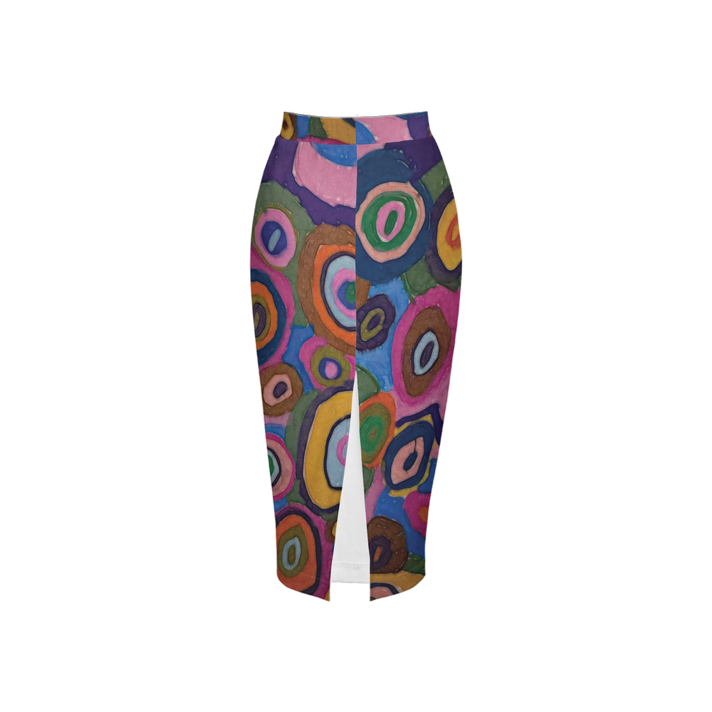 Warm Autumn Bubbles Women's Back Split Pencil Skirt-Heavy Knit