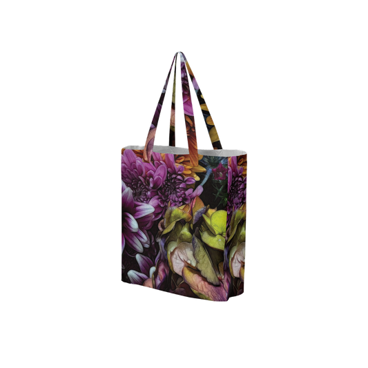 October Flowers 6 Large City Tote Bag Lined with Inside Pocket – Linen Like Fabric
