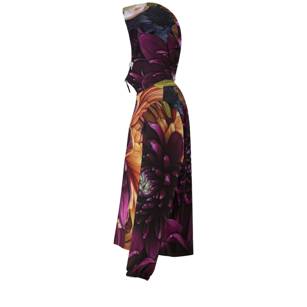 October Flowers 9 Unisex Lightweight Hooded Windbreaker- Water Resistant