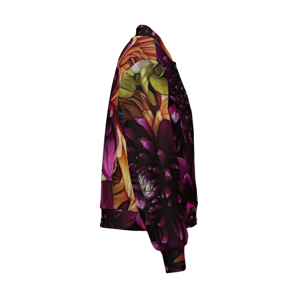 October Flowers 9 Women's Double Layered Bomber Sports Jacket-Techno Scuba Knit