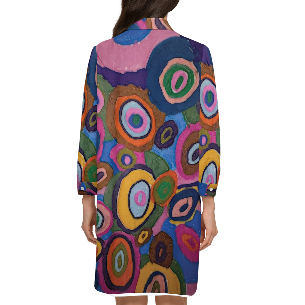 Warm Autumn Bubbles Women's High-Low Long-Sleeve Hem Shirt Silky-like Elegance