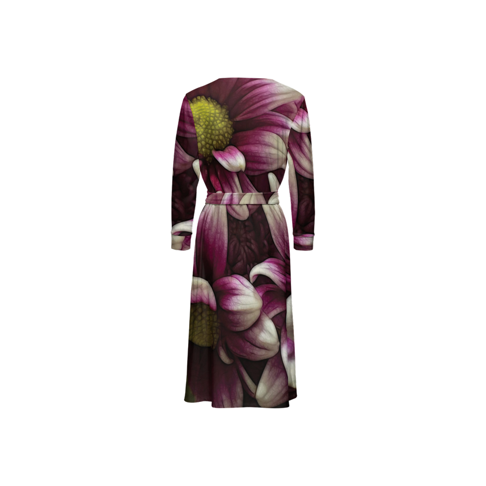 October Flowers 7 Women's ¾ Sleeve Wrap Dress-Heavy Knit