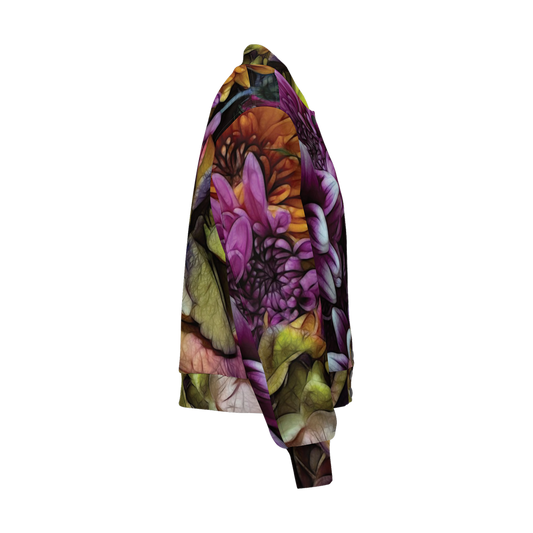 October Flowers 6 Women's Double Layered Bomber Sports Jacket-Techno Scuba Knit