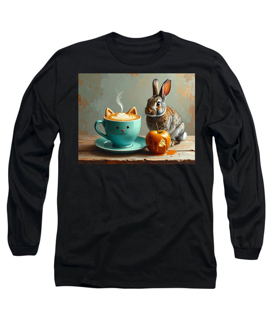 Rabbit with Cat Cup and Caramel Apple - Long Sleeve T-Shirt