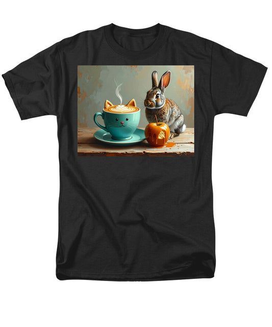 Rabbit with Cat Cup and Caramel Apple - Men's T-Shirt  (Regular Fit)