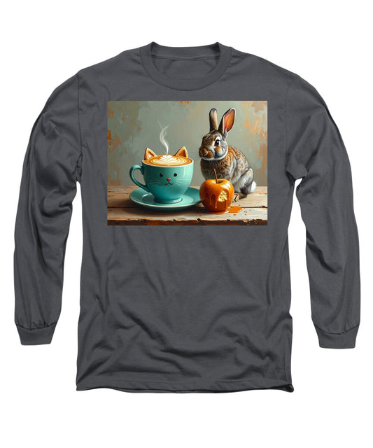 Rabbit with Cat Cup and Caramel Apple - Long Sleeve T-Shirt