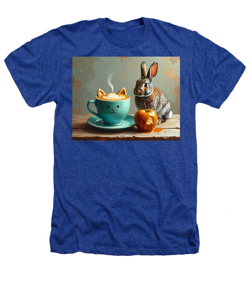 Rabbit with Cat Cup and Caramel Apple - Heathers T-Shirt