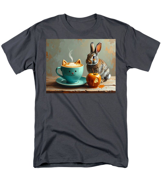 Rabbit with Cat Cup and Caramel Apple - Men's T-Shirt  (Regular Fit)