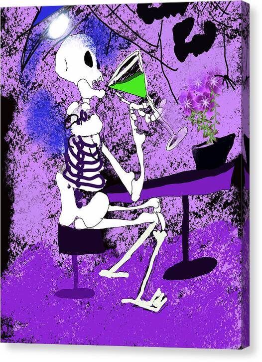 Skeleton Sipping Margarita - Canvas Print