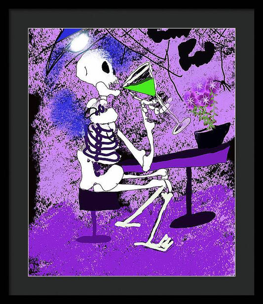 Skeleton Sipping Margarita - Framed Print