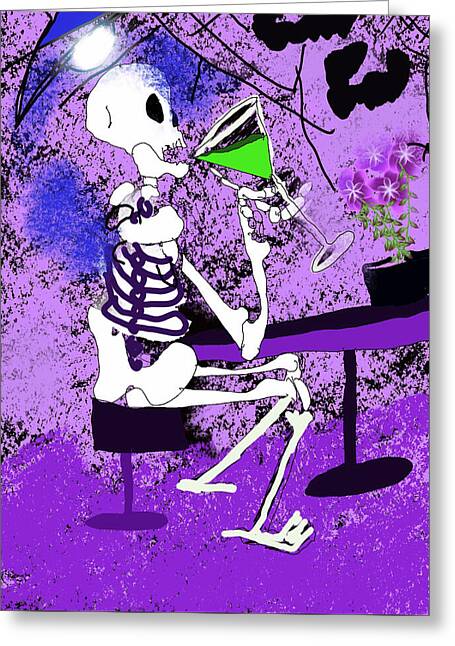 Skeleton Sipping Margarita - Greeting Card