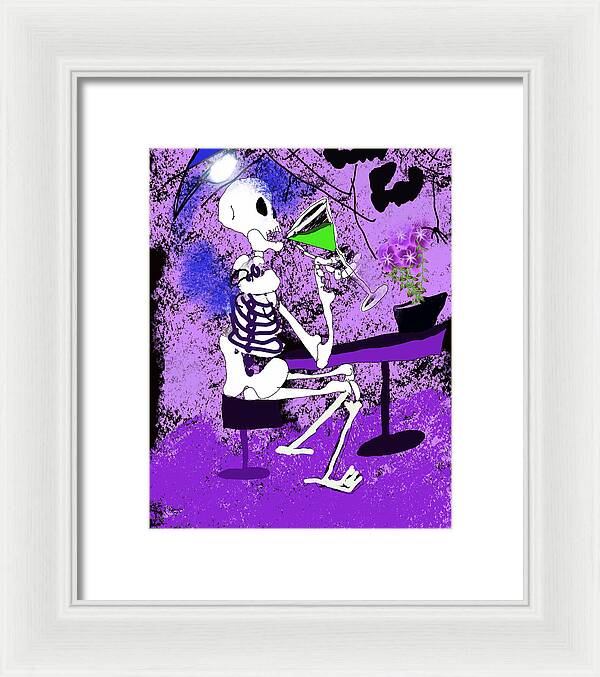 Skeleton Sipping Margarita - Framed Print