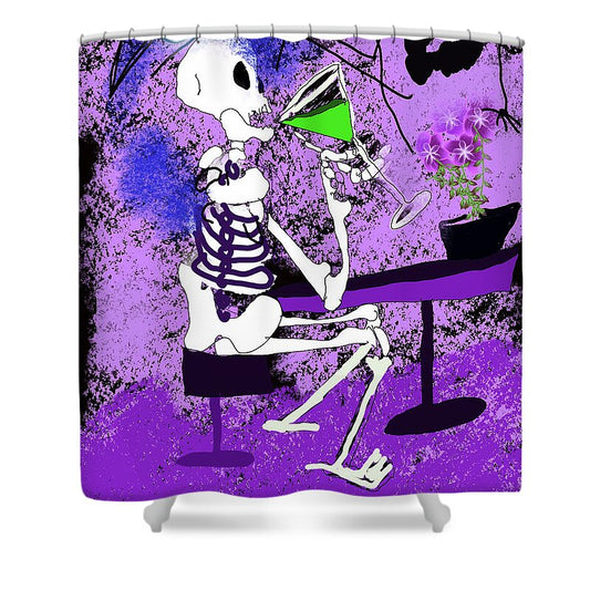 Skeleton Sipping Margarita - Shower Curtain