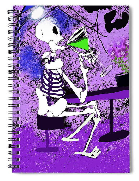 Skeleton Sipping Margarita - Spiral Notebook
