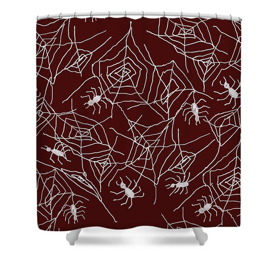 Spider Webs on Red - Shower Curtain