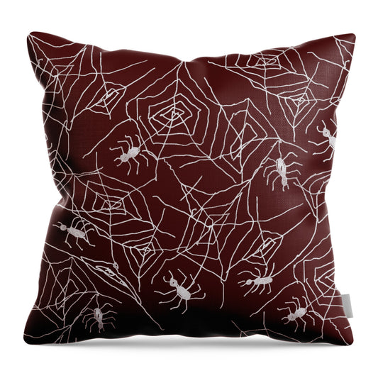 Spider Webs on Red - Throw Pillow