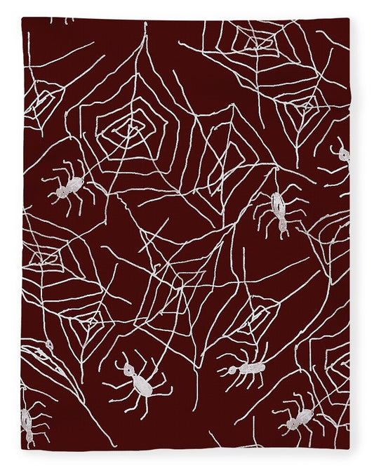 Spider Webs on Red - Blanket
