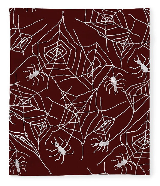 Spider Webs on Red - Blanket