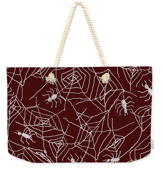 Spider Webs on Red - Weekender Tote Bag