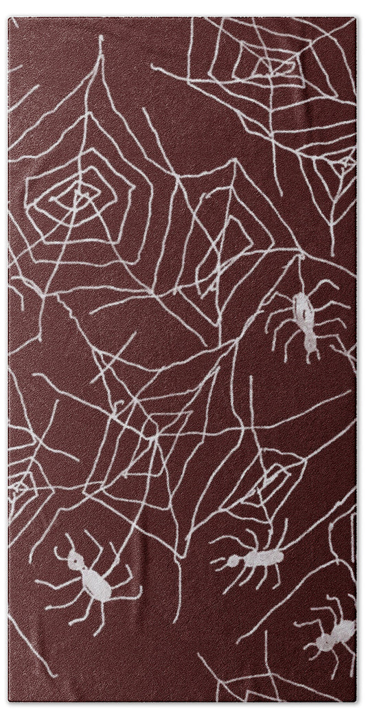 Spider Webs on Red - Bath Towel