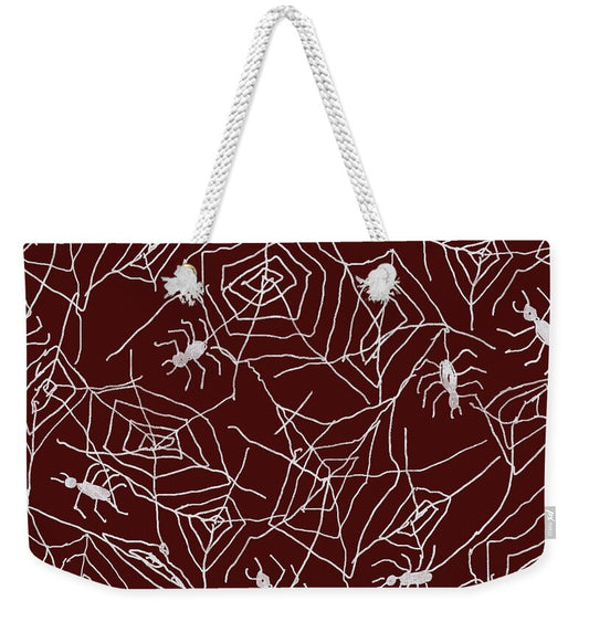 Spider Webs on Red - Weekender Tote Bag