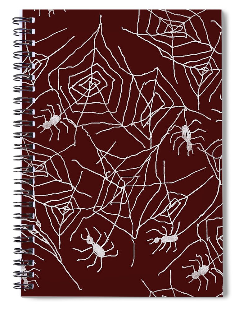 Spider Webs on Red - Spiral Notebook