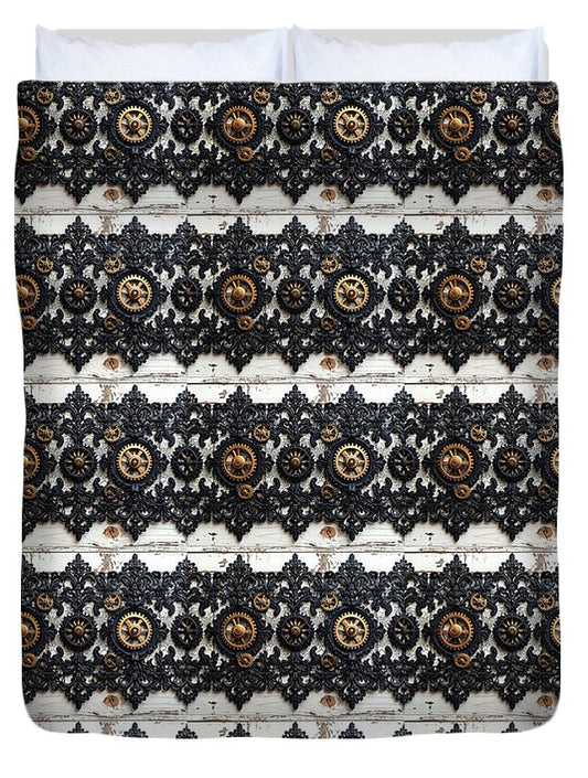Steampunk Black Lace Pattern - Duvet Cover