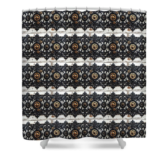 Steampunk Black Lace Pattern - Shower Curtain