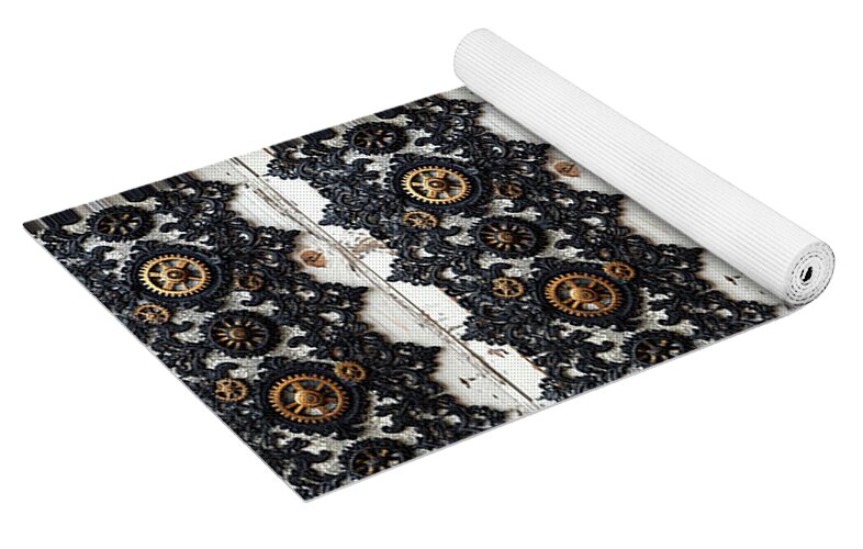 Steampunk Black Lace Pattern - Yoga Mat