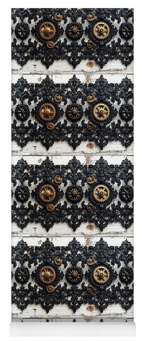 Steampunk Black Lace Pattern - Yoga Mat