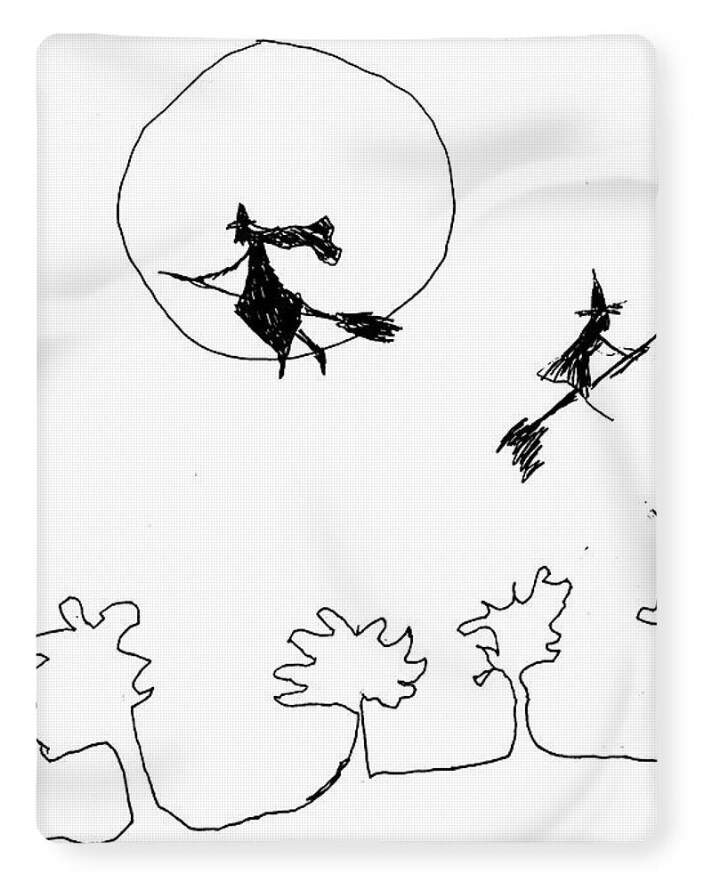 Witches Flying Across the Night Sky - Blanket